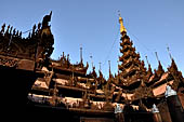 Myanmar - Mandalay, Shwe In Bin Kyaung a wonderful example of the Burmese unique teak architecture and wood-carving art. 